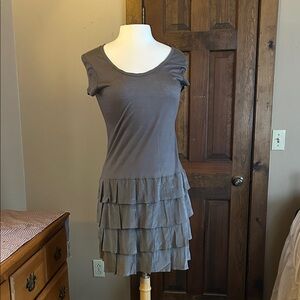 Gray Tiered Ruffle Dress